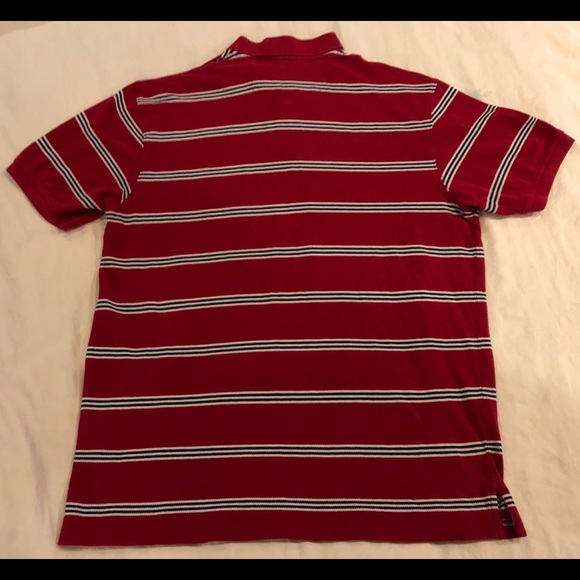 Men’s Red Striped Short Sleeve Polo Shirt - Picture 2 of 3